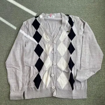 LACOSTE 아가일 가디건 그레이