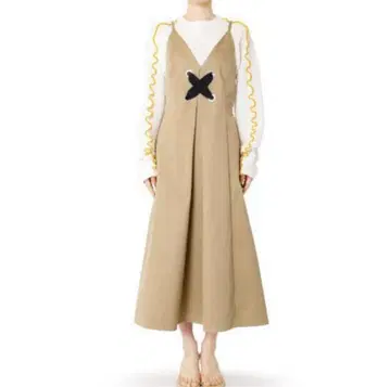 LE CIEL BLEU 루쉘 빅 레이스업 원피스 베이지 츠지모토 마이