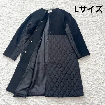 [ 새상품급 ] 오파크 클립 블랙 울 캐시미어 블렌드 퀼팅 코트 L 40