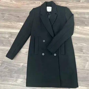 블랙 더블 브레스트 롱 코트