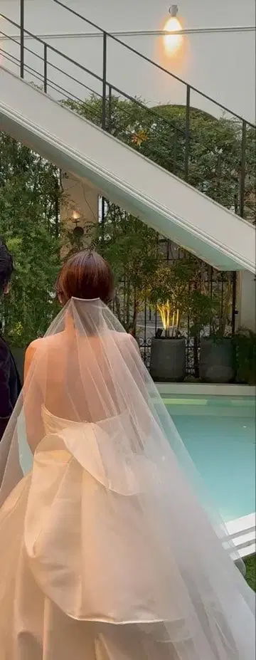 롱 웨딩 베일 클리어 튤