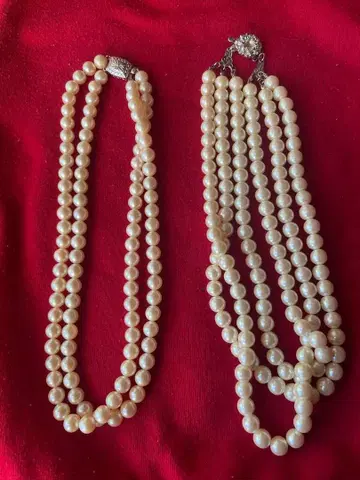 화이트 펄 2연 3연 목걸이 세트