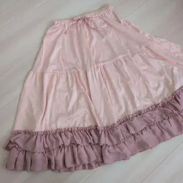 엑시즈팜 미디 프릴 페치 스커트 핑크 계열