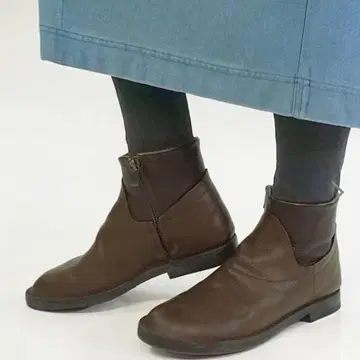 새상품급 Diu 디우 사이드 지퍼 가죽 부츠 숏 L 24.5 소가죽