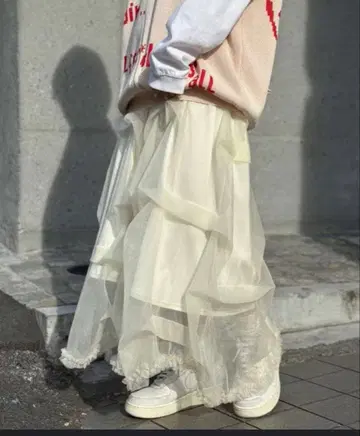 스커트 턱 라메 튤 볼륨 스커트