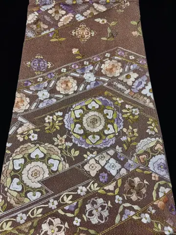 [ 새상품급 ] 후쿠로 오비 소주 자수 츠즈레 반짝반짝 보라색 육통