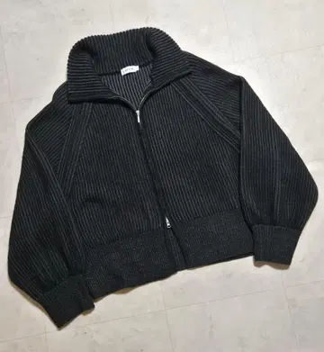 LEPSIM 니트 7게이지 배색 리브 ZIP 가디건 렙심