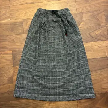 그라미치 울 스커트 체크 무늬 롱 스커트 S 사이즈