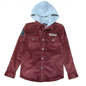 새상품/M Norton 코듀로이 셔츠 자켓 자수 로고 적갈색