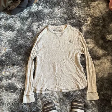 아바크롬비&피치 와플 롱T 그레이 L 사이즈 자수 로고 서멀