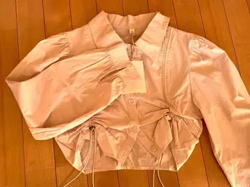 [ 한국에서 구매 ] 핑크 드로우 스트링 긴팔 셔츠 ( 택 포함 )