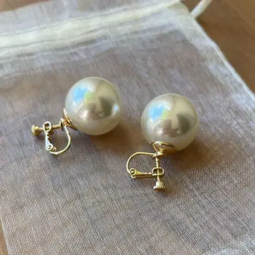 펄 귀걸이 18mm 오간자 복조리 파우치 포함