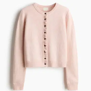프릴 장식 가디건 핑크