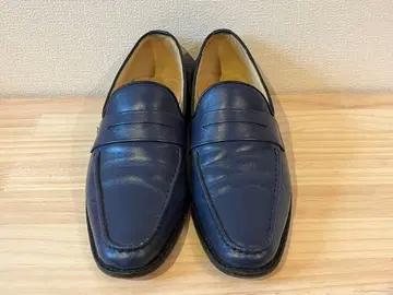 GLENFORD 코인 로퍼 네이비 레더 가죽 신발