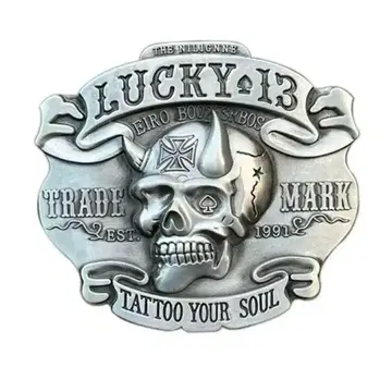새상품 LUCKY13 럭키13 사탄 스컬 벨트 버클 락 바이커