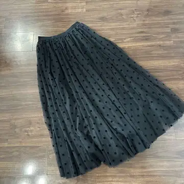 도트 튤 롱 스커트