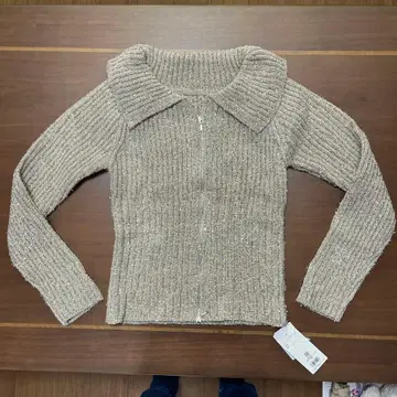 NATURAL BEAUTY BASIC 라메 믹스 리브 니트 가디건