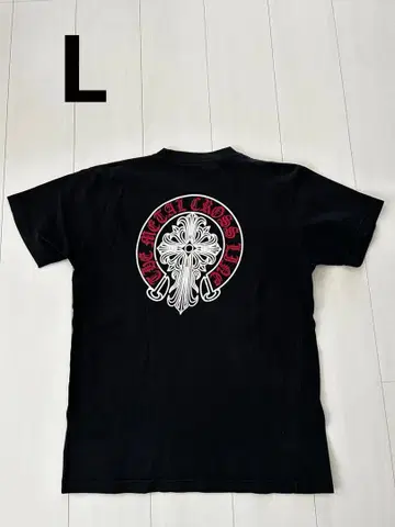 검은색 십자가 자수 T셔츠 L 블랙 구제 의류