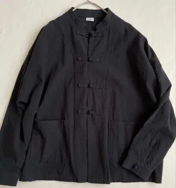 PAR ICI 블랙 스탠드 카라 차이나 버튼 워크 셔츠