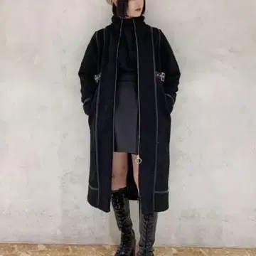 EATME 더블 벨트 보아 코트 블랙