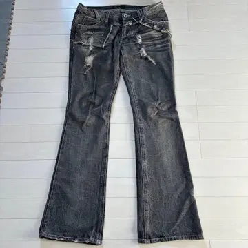 특수 가공 lowbox 플레어 데님 팬츠