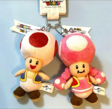 USJ 한정판 키노피오 & 키노피코 봉제 인형 키체인 슈퍼 마리오