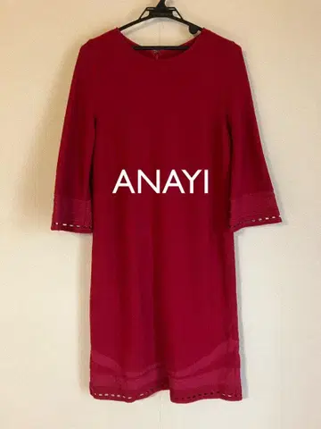 새상품급 ANAYI 7부 소매 무릎 기장 원피스 빨간색 38호