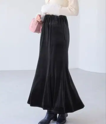 VIS 벨로아 내로우 스커트 블랙 M 사이즈