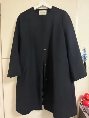 UNITED ARROWS 블랙 벨 롱 코트 36