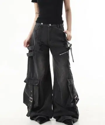 XL 사이즈 mushwear 데님 팬츠 블랙