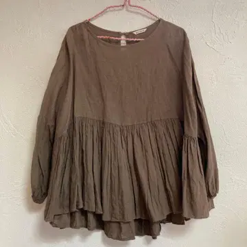 pongee 린넨 개더 블라우스