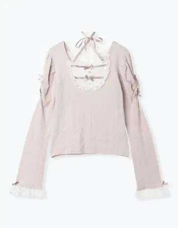 노에미 아가씨 백 레이스업 플레어 슬리브 티셔츠 상의