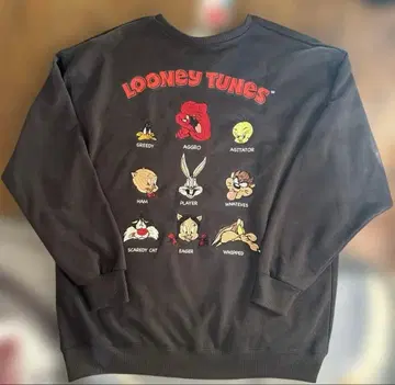 루니 툰즈 캐릭터 자수 맨투맨 M 사이즈