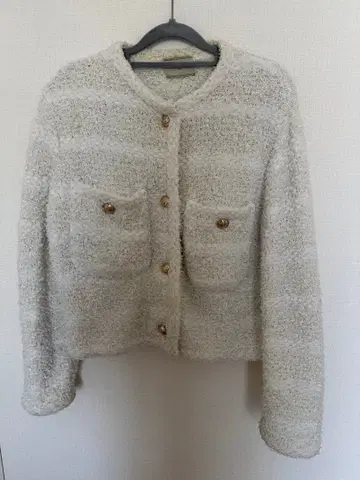 [ United Arrows ] 보더 믹스 트위드 니트 가디건