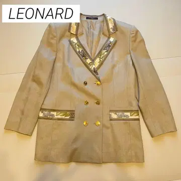 새상품급 LEONARD 레오나르 테일러드 자켓 꽃무늬 골드 버튼