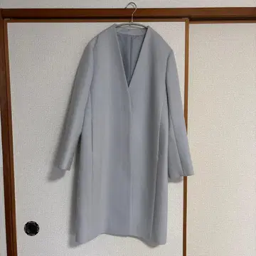 라이트 그레이 롱 코트 사이즈 38 V 컬러