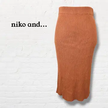 니코앤드 리브 니트 타이트 스커트 [ M ] 오렌지 계열