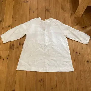 mirenoki 화이트 오부 소매 셔츠