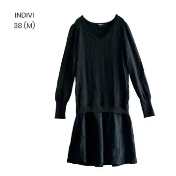 [INDIVI] 도킹 원피스 V넥 플레어 M 깔끔한 1271