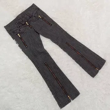 [페이크 데릭] (S) 지퍼 디자인 플레어 팬츠 오샤레 캐주얼