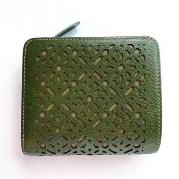 genten 겐텐 다이아 컷워크 접이식 지갑 포레스트 그린