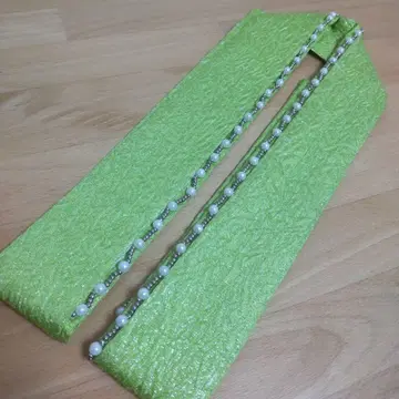 레이어트 카라 비쥬 장식 그린 기모노 성인식 후리소데