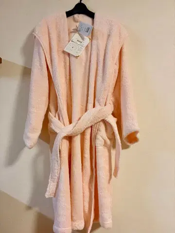 UCHINO 행복 타월 핑크 목욕 가운 면 100% 허리 리본 포함