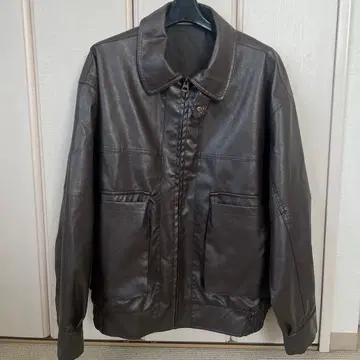 다크 브라운 오버 사이즈 가죽 자켓