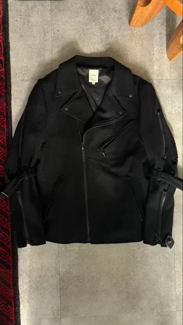 Sanca 본지티 울 더블 라이더 자켓 블랙