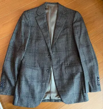 커스텀 테일러 그레이 계열 체크 캐주얼 수트 세트 빔즈