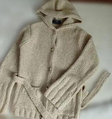 POLO SPORT 후드 부착 가디건 M 사이즈 베이지 실크 혼방