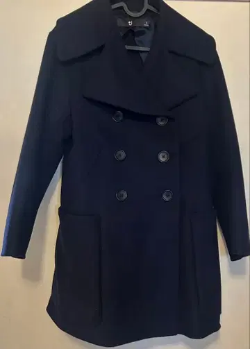 유니클로+J 네이비 더블 브레스트 피 코트
