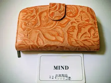 [ 새상품급 ] 꽃무늬 엠보싱 소가죽 접이식 지갑