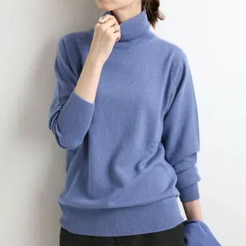 새상품급 IENA 이에나 캐시미어 터틀넥 풀오버 캐시미어 100% 블루